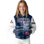 custom gonzaga bulldogs ferris arena blue white varsity jacket best selling.webp