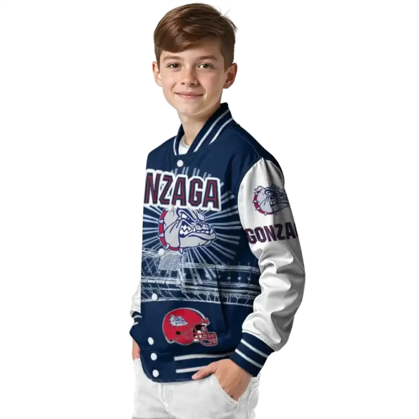custom gonzaga bulldogs ferris arena blue white varsity jacket trendy.webp