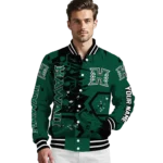 custom hawaii rainbow warriors hexagon cluster green black varsity jacket best selling.webp