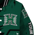 custom hawaii rainbow warriors hexagon cluster green black varsity jacket best selling.webp
