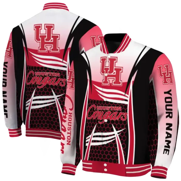custom houston cougars mesh effect red black varsity jacket fashion forward.webp