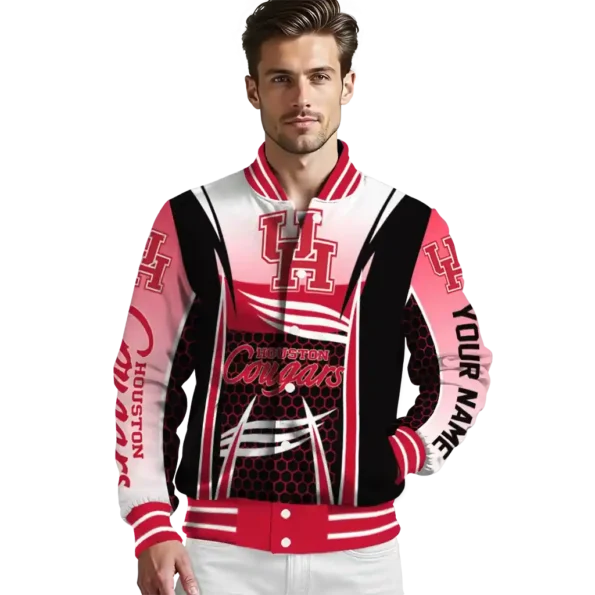 custom houston cougars mesh effect red black varsity jacket high quality.webp