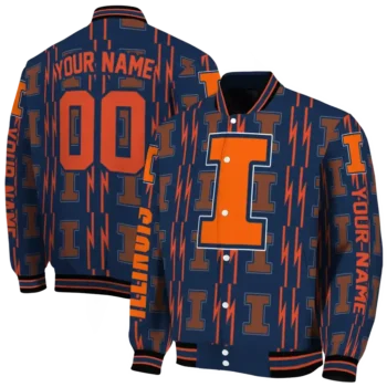 custom illinois fighting illini bolt stripe blue varsity jacket fashion forward.webp