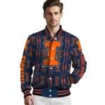 custom illinois fighting illini bolt stripe blue varsity jacket best selling.webp