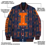 custom illinois fighting illini bolt stripe blue varsity jacket best selling.webp