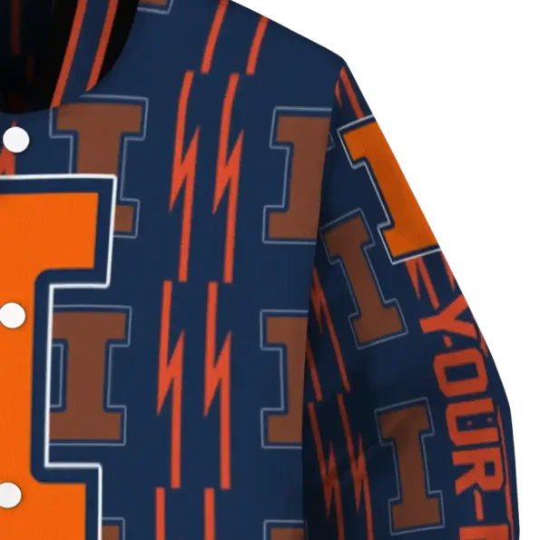 custom illinois fighting illini bolt stripe blue varsity jacket premium grade.webp