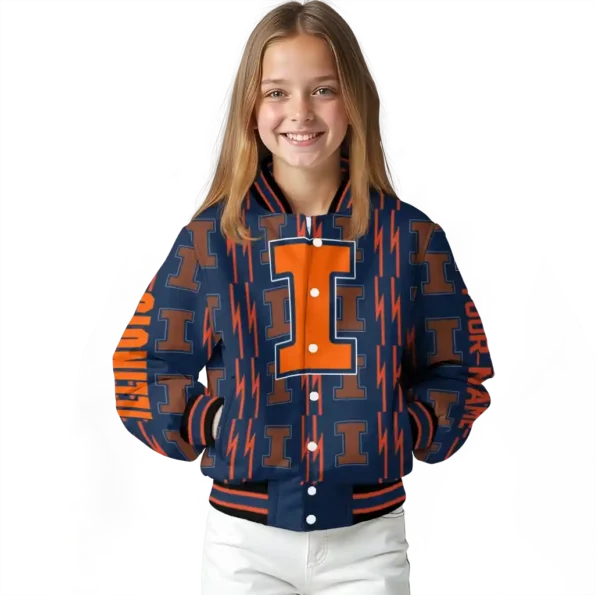 custom illinois fighting illini bolt stripe blue varsity jacket top rated.webp