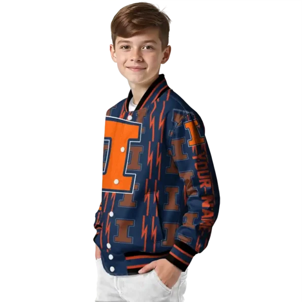custom illinois fighting illini bolt stripe blue varsity jacket trendy.webp