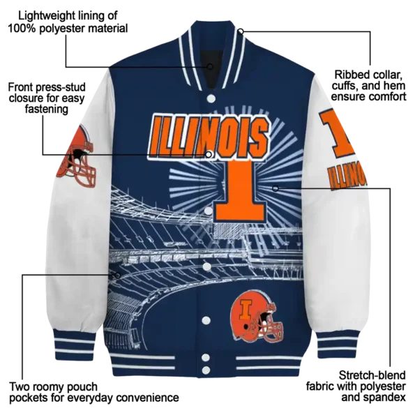 custom illinois fighting illini ferris arena blue white varsity jacket new arrival.webp