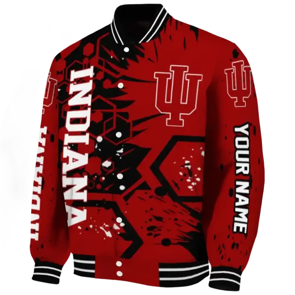 custom indiana hoosiers hexagon cluster red black varsity jacket best selling.webp