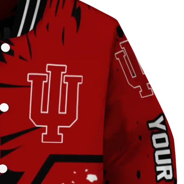 custom indiana hoosiers hexagon cluster red black varsity jacket premium grade.webp