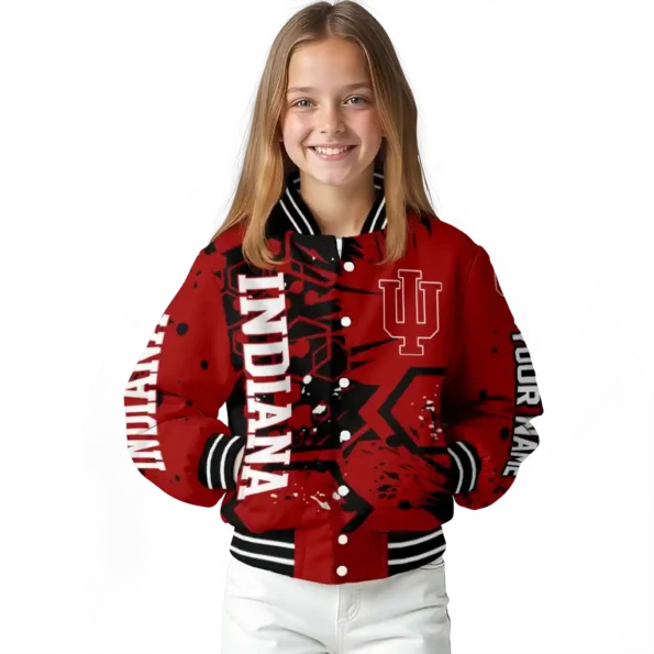 custom indiana hoosiers hexagon cluster red black varsity jacket top rated.webp