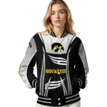 custom iowa hawkeyes mesh effect black varsity jacket best selling.webp