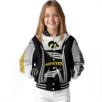custom iowa hawkeyes mesh effect black varsity jacket best selling.webp