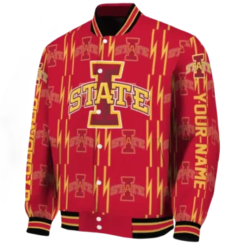 custom iowa state cyclones bolt stripe red varsity jacket best selling.webp