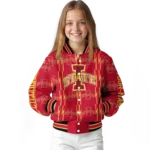 custom iowa state cyclones bolt stripe red varsity jacket best selling.webp