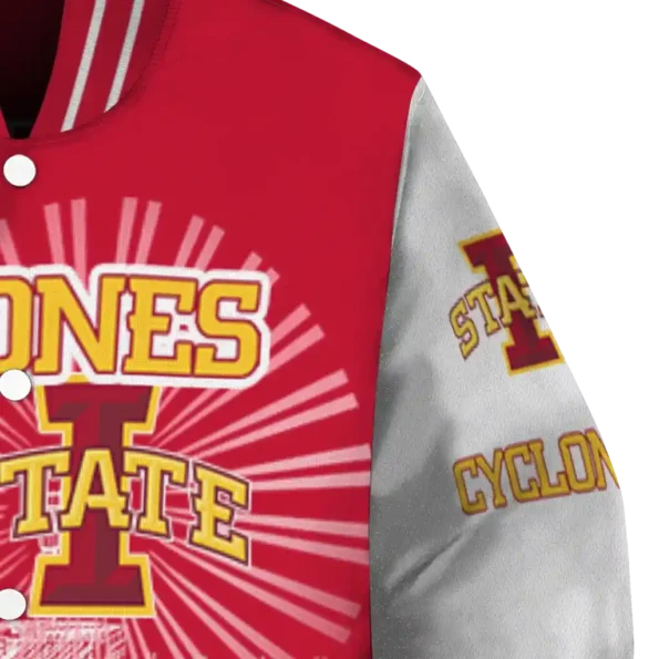 custom iowa state cyclones ferris arena red white varsity jacket premium grade.webp