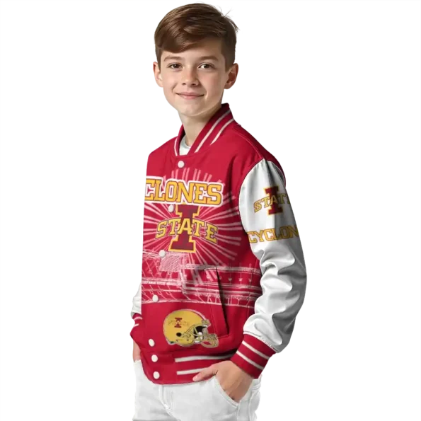 custom iowa state cyclones ferris arena red white varsity jacket trendy.webp