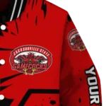 custom jacksonville state gamecocks hexagon cluster red black varsity jacket best selling.webp