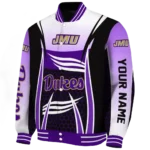 custom james madison dukes mesh effect purple black varsity jacket best selling.webp