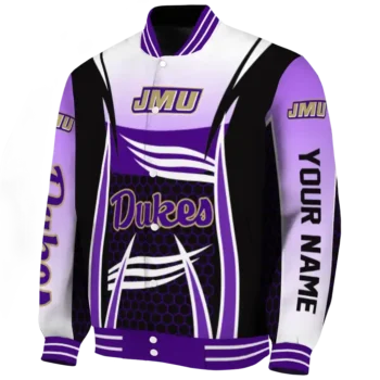 custom james madison dukes mesh effect purple black varsity jacket best selling.webp
