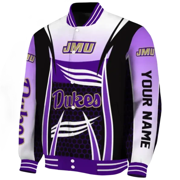 custom james madison dukes mesh effect purple black varsity jacket best selling.webp