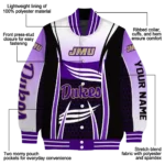 custom james madison dukes mesh effect purple black varsity jacket best selling.webp
