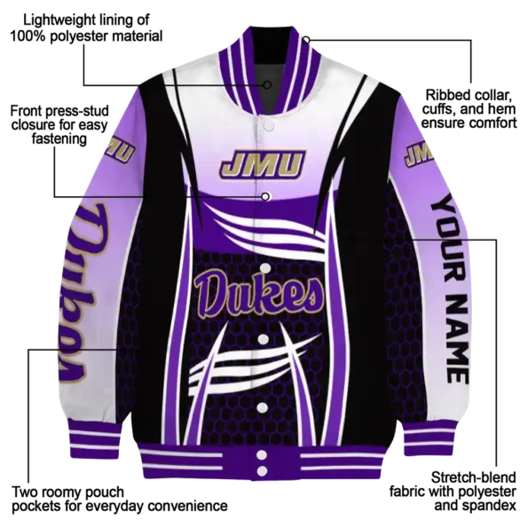 custom james madison dukes mesh effect purple black varsity jacket new arrival.webp