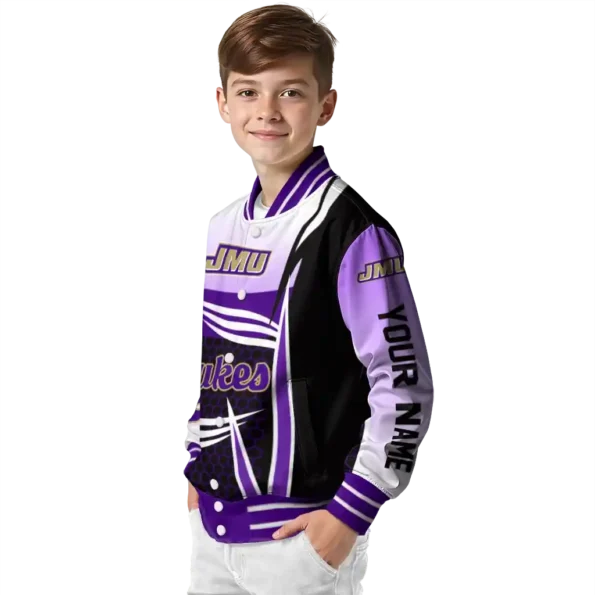 custom james madison dukes mesh effect purple black varsity jacket trendy.webp