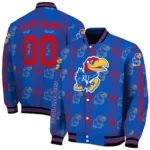 custom kansas jayhawks bolt stripe blue varsity jacket best selling.webp