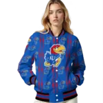 custom kansas jayhawks bolt stripe blue varsity jacket best selling.webp