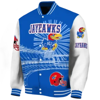 custom kansas jayhawks ferris arena blue white varsity jacket best selling.webp