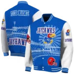 custom kansas jayhawks ferris arena blue white varsity jacket best selling.webp