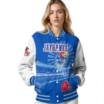 custom kansas jayhawks ferris arena blue white varsity jacket best selling.webp