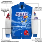 custom kansas jayhawks ferris arena blue white varsity jacket best selling.webp