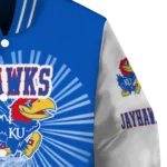 custom kansas jayhawks ferris arena blue white varsity jacket best selling.webp