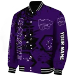 custom kansas state wildcats hexagon cluster purple black varsity jacket best selling.webp