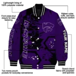 custom kansas state wildcats hexagon cluster purple black varsity jacket best selling.webp