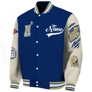 custom navy midshipmen wildcat pawprint blue nude varsity jacket best selling.webp