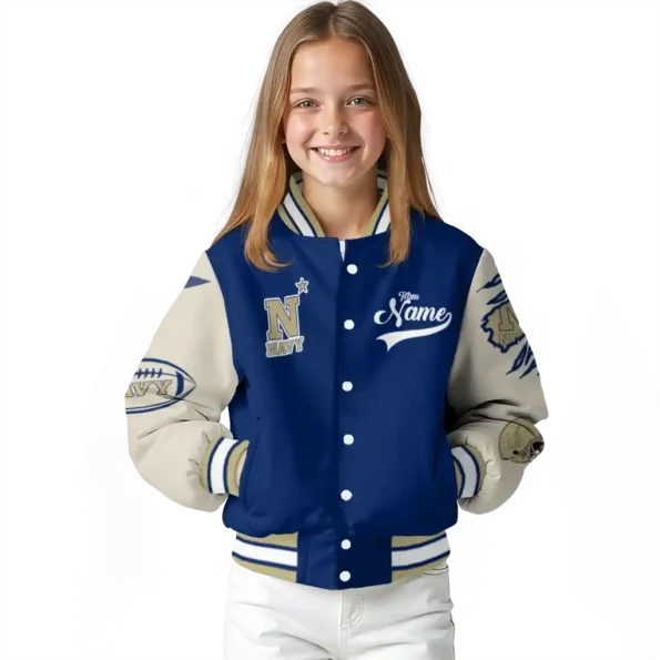 custom navy midshipmen wildcat pawprint blue nude varsity jacket top rated.webp
