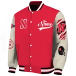 custom nebraska cornhuskers wildcat pawprint red nude varsity jacket best selling.webp