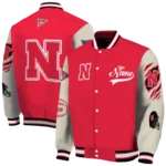 custom nebraska cornhuskers wildcat pawprint red nude varsity jacket best selling.webp