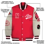 custom nebraska cornhuskers wildcat pawprint red nude varsity jacket best selling.webp