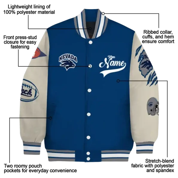 custom nevada wolf pack wildcat pawprint blue nude varsity jacket new arrival.webp