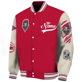 custom new mexico lobos wildcat pawprint red nude varsity jacket best selling.webp