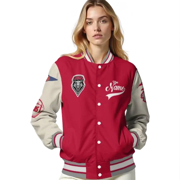 custom new mexico lobos wildcat pawprint red nude varsity jacket latest model.webp