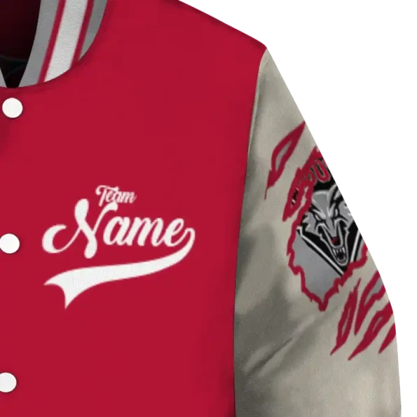 custom new mexico lobos wildcat pawprint red nude varsity jacket premium grade.webp