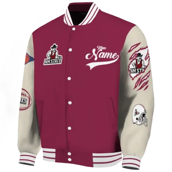custom new mexico state aggies wildcat pawprint crimson nude varsity jacket best selling.webp