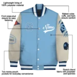 custom north carolina tar heels wildcat pawprint light blue nude varsity jacket best selling.webp
