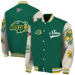 custom north dakota state bison wildcat pawprint green nude varsity jacket best selling.webp